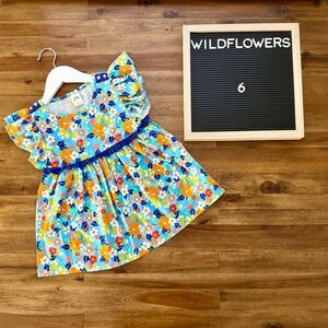 Wildflowers Girls Best Day Ever Missy Maggie Floral Top 6 Blue Orange Ruffle